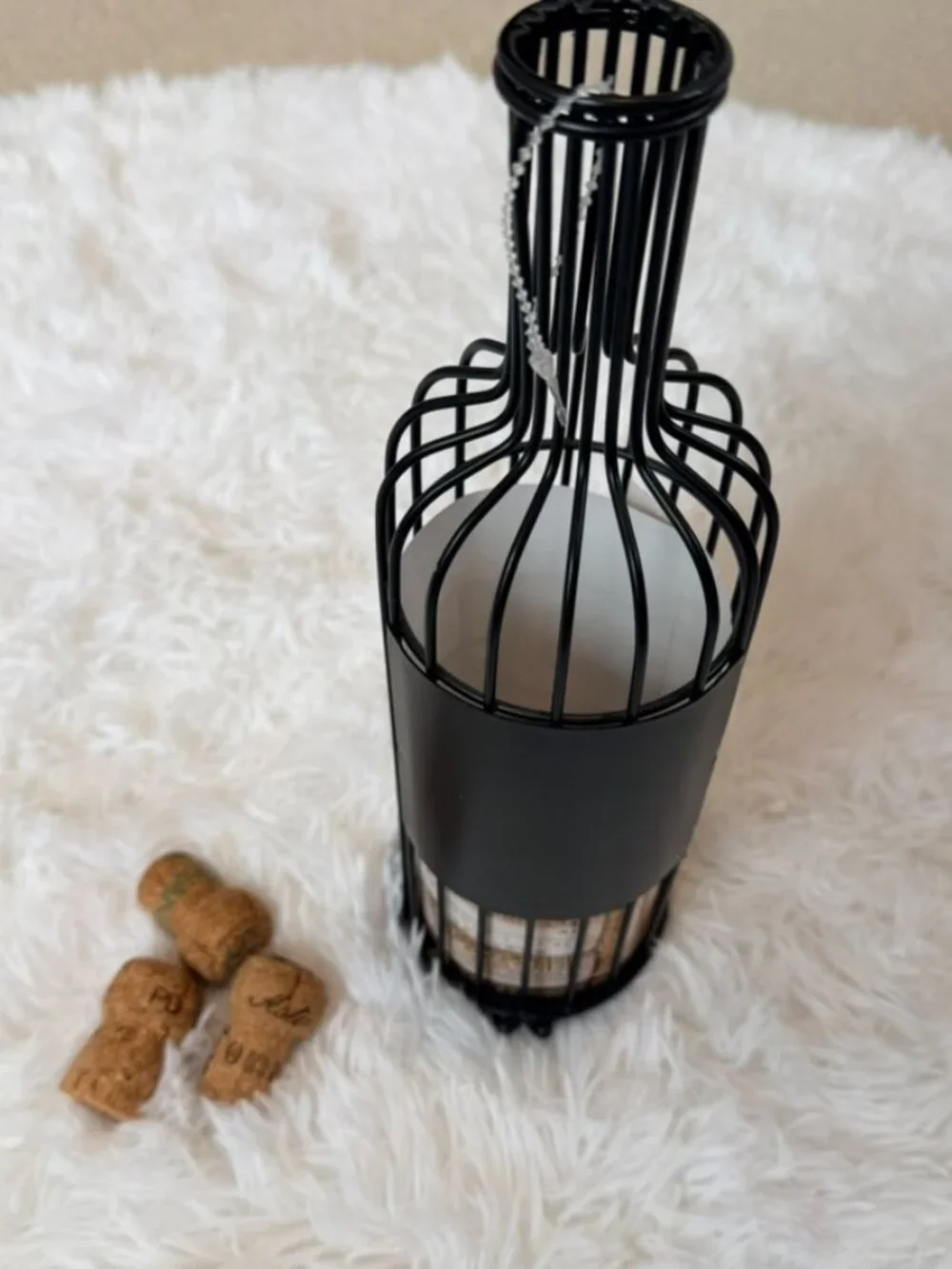 Wine Cork Holder Bottle Decor Black Metal Wine Lover Gift - Picture 3 of 8